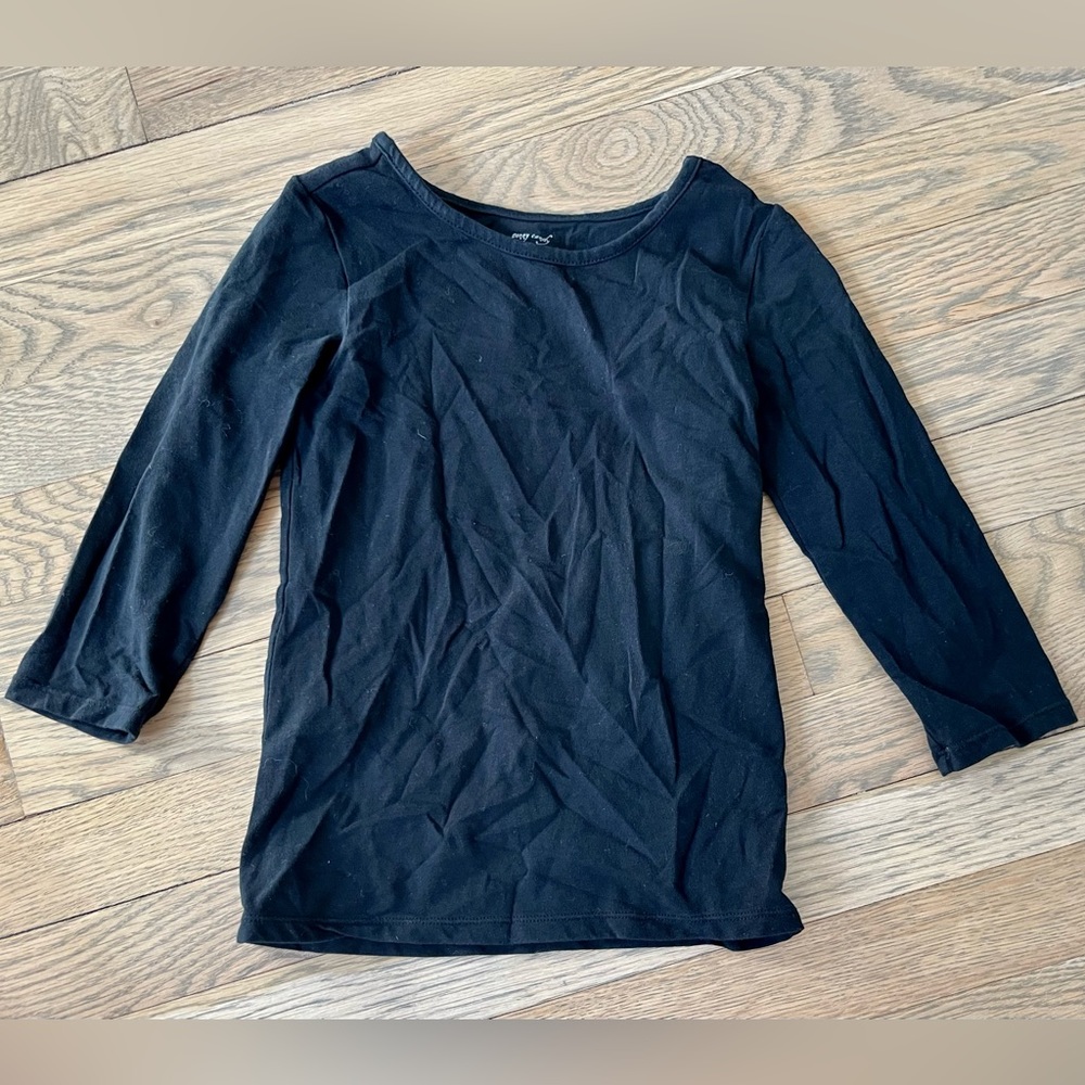 DownEast Girls Black Three-Quarter Sleeve Tee. Size 6.
